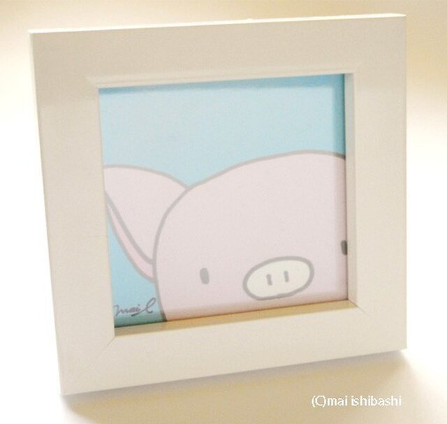 ぶたさんのイラスト額付き(ミニアート)の画像1枚目