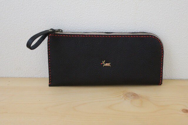 手縫いのスリムな財布 (black) の画像1枚目
