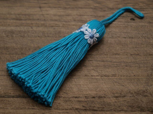 ❁お花タッセル❁ 【マーガレット】バッグチャーム オーナメント キーホルダー ミントの画像1枚目