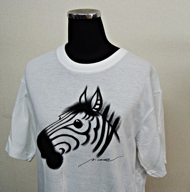 西陣手描きTシャツ◇シマウマの画像1枚目