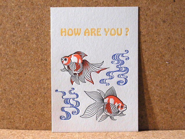 レタープレスカード金魚/3枚セットの画像1枚目