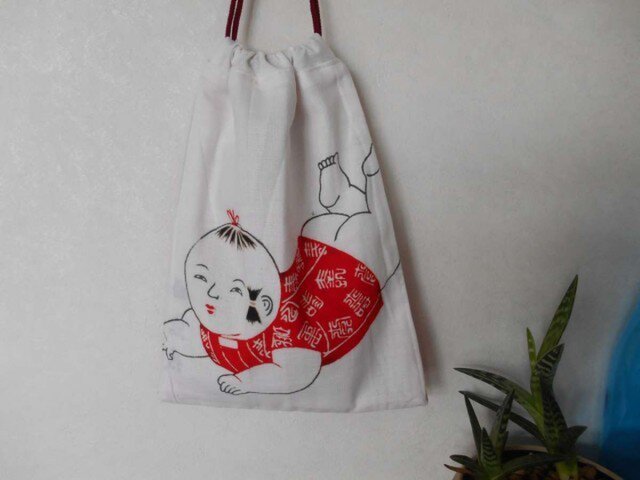 懐かしい手拭いで巾着★赤ちゃんの画像1枚目