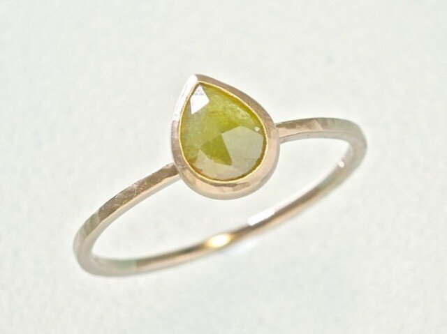 0.45ct オーガニック ダイヤモンド K14PG スタッキング リング『キウイ』の画像1枚目