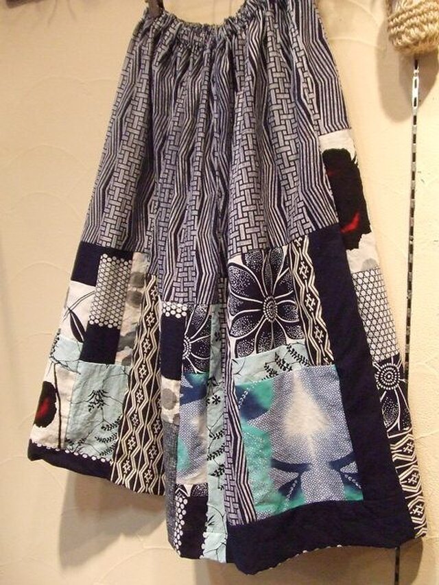 浴衣リメイク☆いろいろパッチワークでふんわりギャザースカート