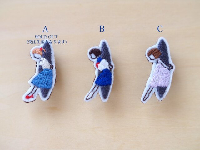 壁抜け少女ブローチ | iichi 日々の暮らしを心地よくするハンドメイド