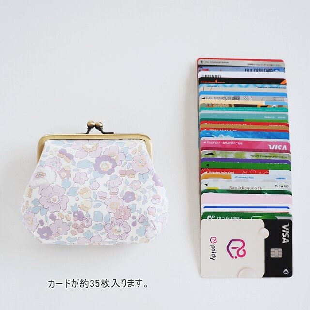 □レトロポップな花柄のがま口ポーチ・ブルー□ petit(sf-bl) | iichi
