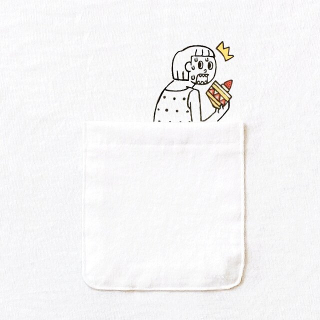 半袖ポケット付Tシャツ『隠れショートケーキ』メンズ レディース