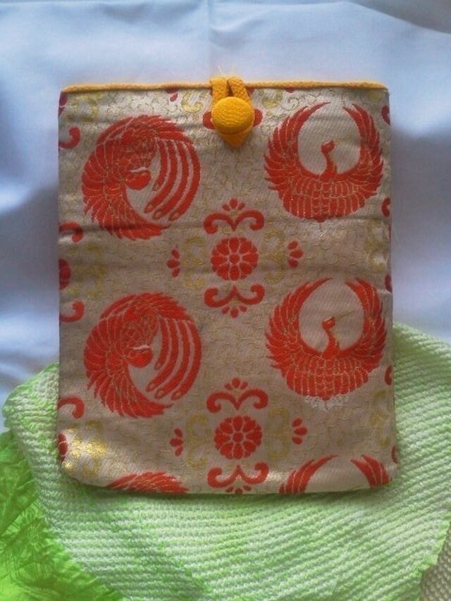 帯地で作った小物袋(つる 芥子)の画像1枚目