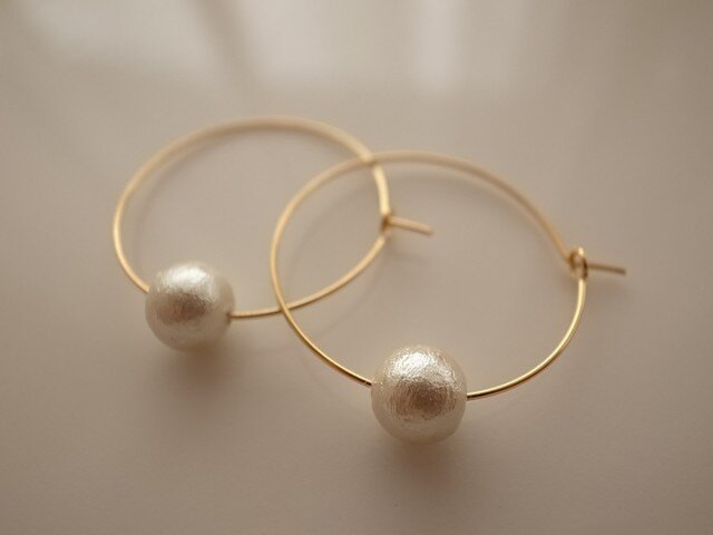 *再販* cotton pearl hoop earringsの画像1枚目