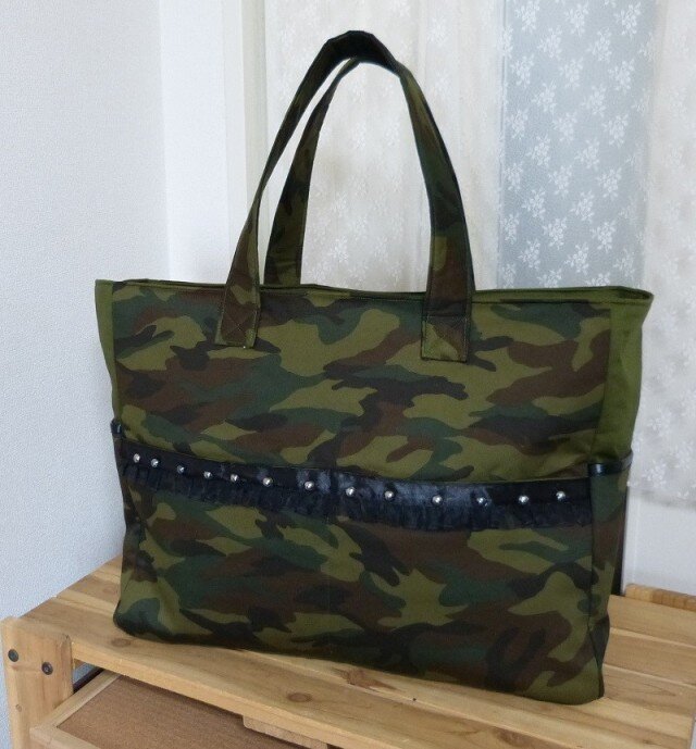 【オーダー品】バッグ口ファスナー迷彩BIGバッグの画像1枚目