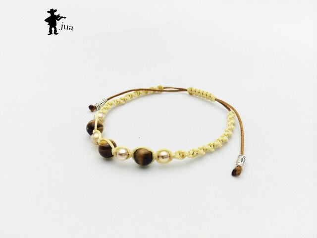 タイガーアイとシャンパンオーラのブレスレットの画像1枚目