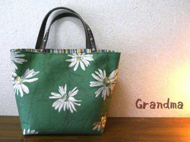 花柄のトートバッグ★greenの画像1枚目