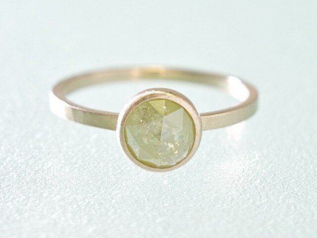 1.12ct オーガニック ダイヤモンド K14PG スタッキング リング『ライム』の画像1枚目
