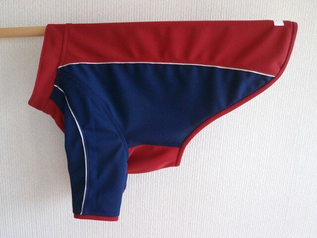 犬服 大型犬用長袖Tシャツ(赤&紺)11号の画像1枚目