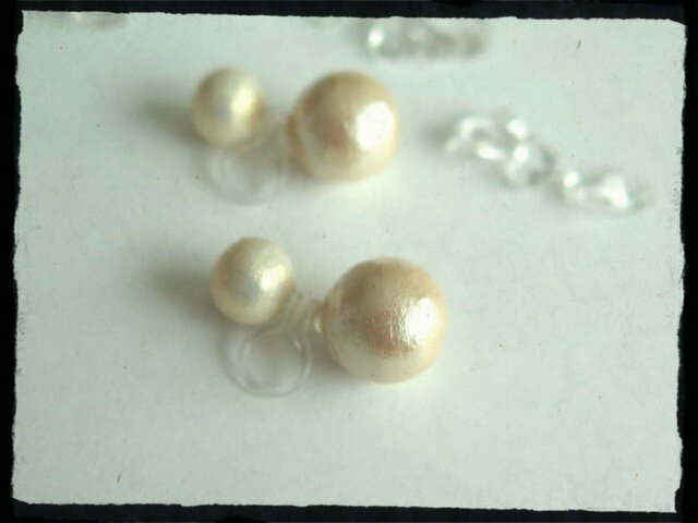 sold 「再販」 パール ノンホールピアス クリームの画像1枚目