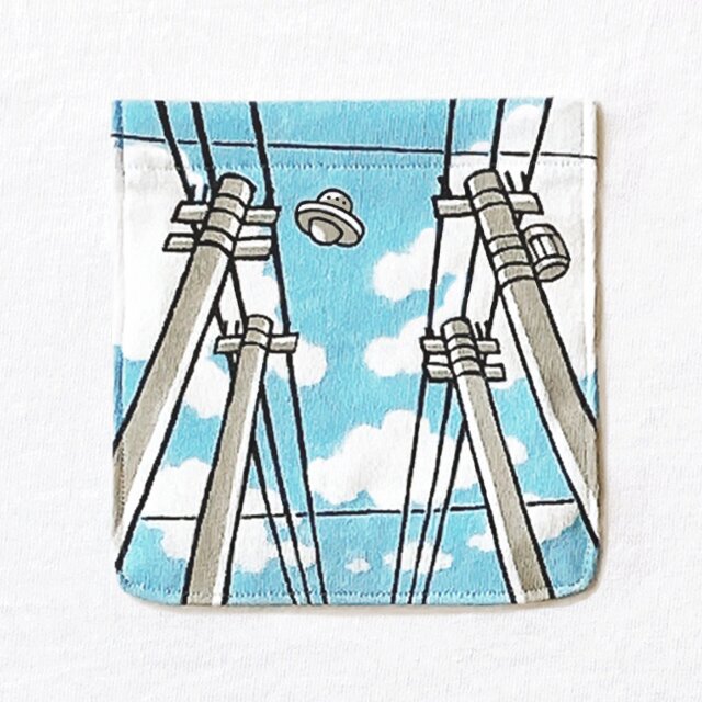 半袖 ポケット付 Tシャツ 『電線とUFO』 メンズ レディース 宇宙 ufo