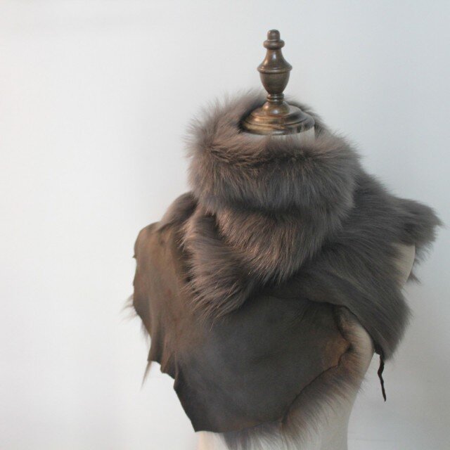 Toscana lambskin scarf Grayの画像1枚目