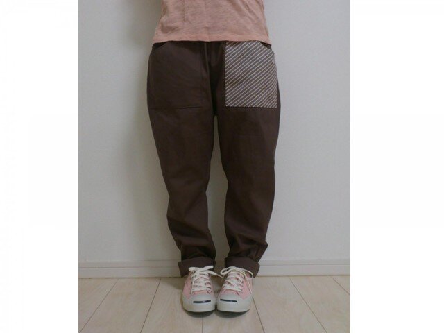 綿のゆるパンツ(チョコブラウン)029の画像1枚目