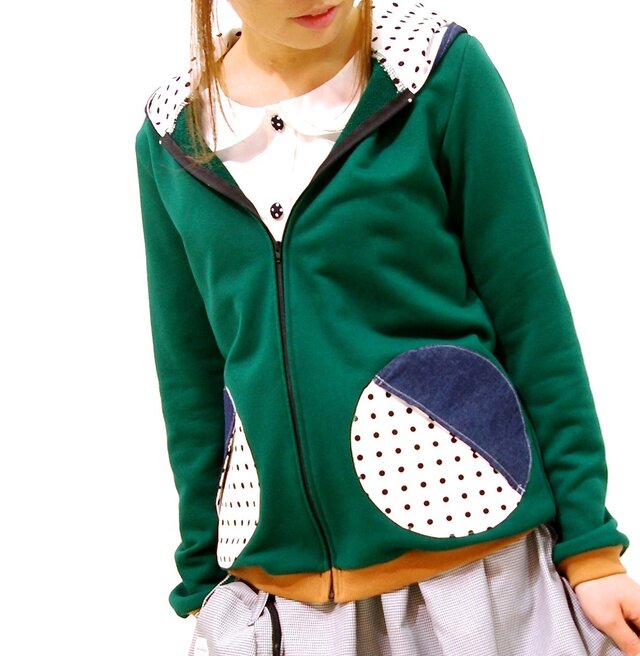 スノウピーオリジナルまるポケットZIPパーカー♡(グリーンB)の画像1枚目