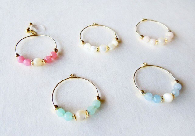 【5色】カラージェイドのフープピアス・イヤリングの画像1枚目