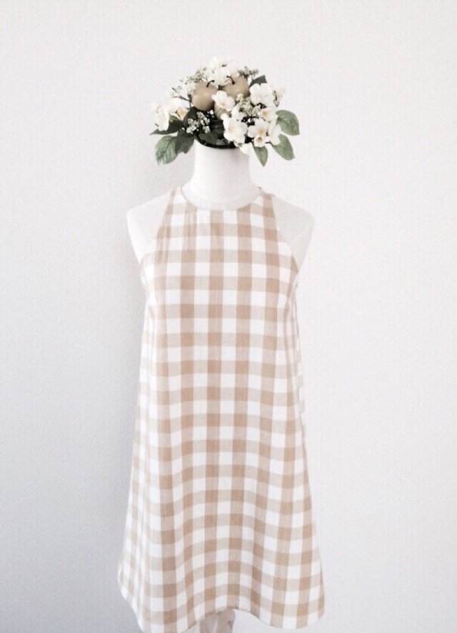 BASIC CHECK DRESS (MUSTARD)の画像1枚目