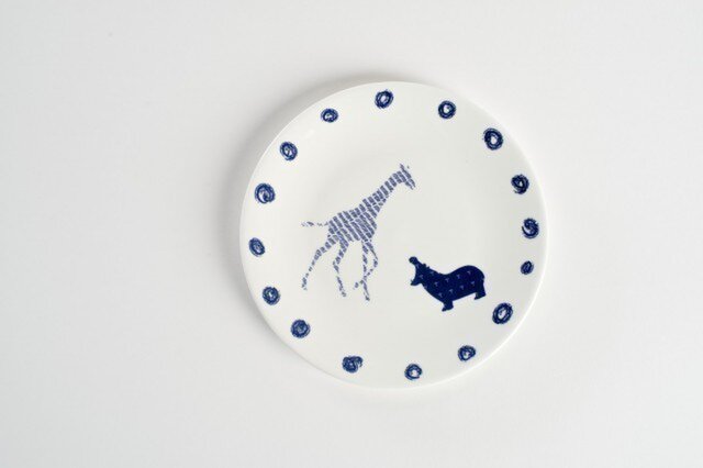 Giraffe Hippo Plate -キリンとカバのお皿-の画像1枚目