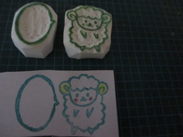 消しゴムはんこ☆ひつじちゃんセット☆干支☆年賀状の画像1枚目