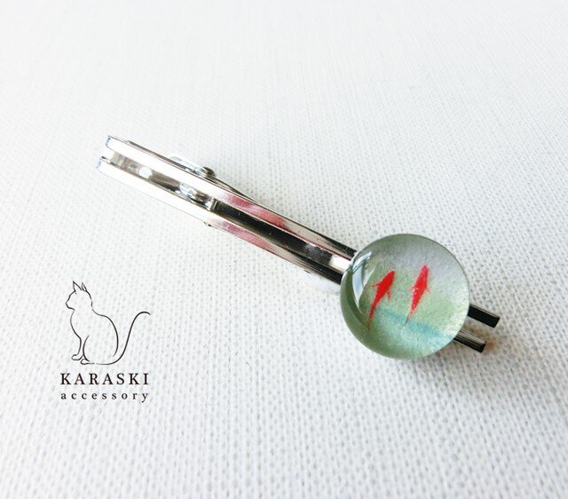 珊瑚 ネクタイピンとカフスのセット 金魚 珊瑚 ネクタイピンとカフスのセット 金魚