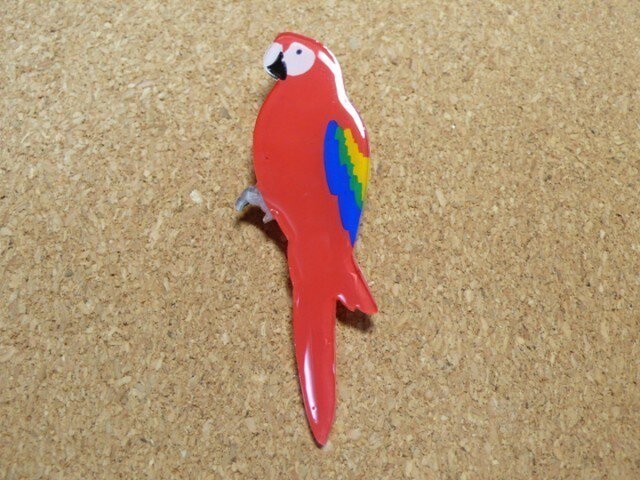ベニコンゴウインコのブローチの画像1枚目