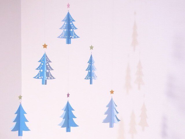 モビール クリスマス ツリー Blue Iichi ハンドメイド クラフト作品 手仕事品の通販