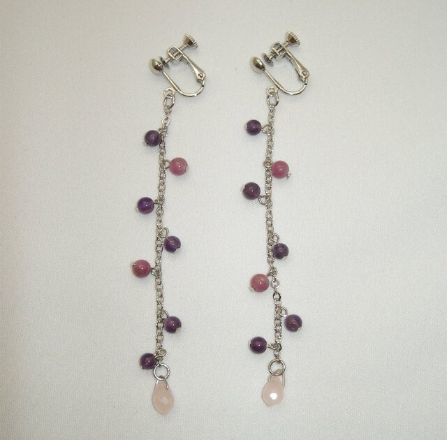 No.115 【ピアス変更可】パープルサファイアとアメジストのイヤリング