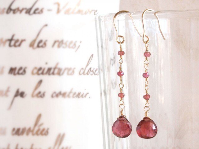 14KGF Garnet Earringsの画像1枚目