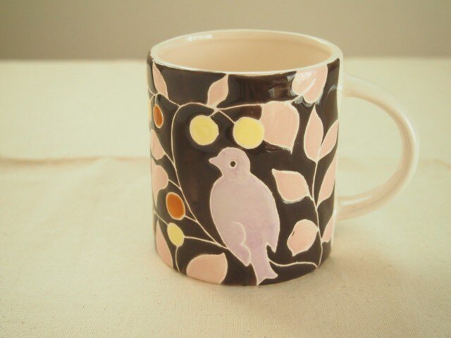 マグカップ(鳥 焦げ茶色)の画像1枚目