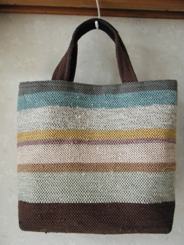多色裂き織りバッグ