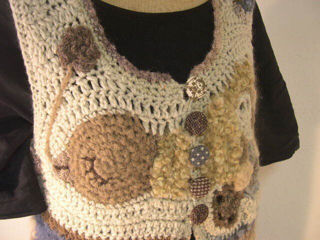 ハンドメイド 手編み ベスト 綿糸 手編み棒針編み 春夏綿毛糸 ベストM その他トップス 桃子 通販