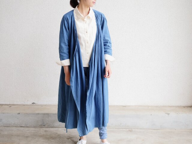 エシカルヘンプカシュクールドレス 正藍染め藍色の画像1枚目