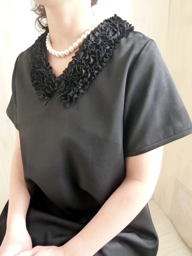 ◎フォーマル●裏付Vネックギャザーウェーブop卒業/入学/結婚式/パーティー●5~31号サイズ豊富の画像1枚目