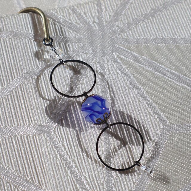 ブックマーク かんざし とんぼ玉 ヴィンテージ スワロフスキー ブルー