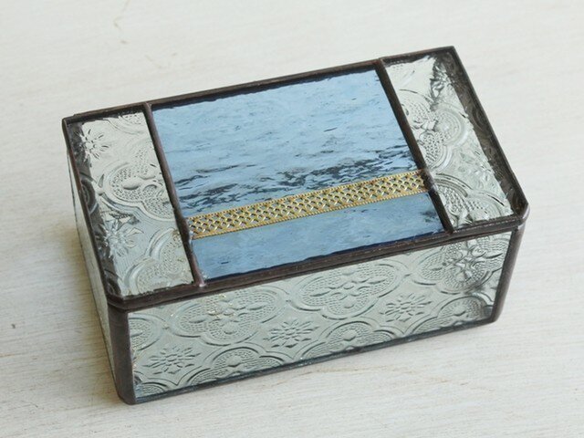 アンティーク ガラス製小物入れ 布タトウ箱付き モロッカン ガラス