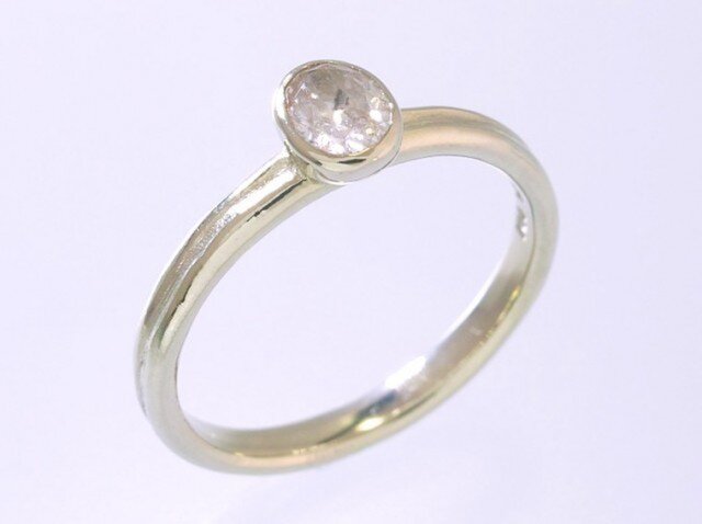 0.37ct オーガニック ピンクダイヤモンド K14WG ソリテール リング『リュウガン』の画像1枚目