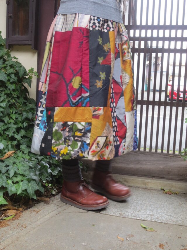 銘仙リメイク☆春色いっぱい楽しいリバーシブルバルーン♪7８㎝丈