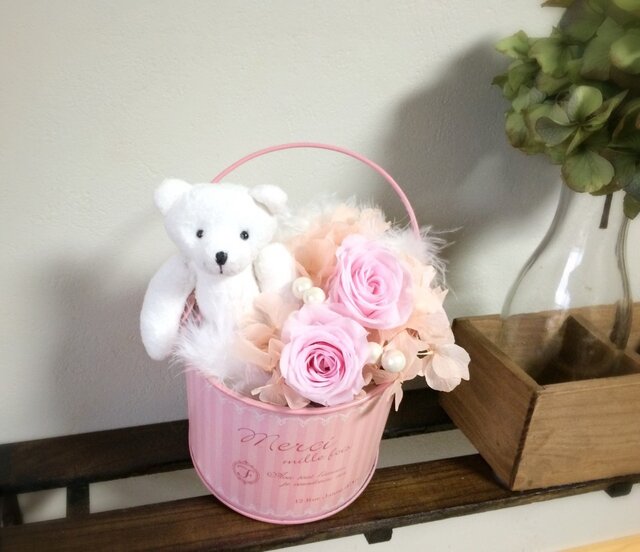 ご予約済✦2点セット✦謹賀新年＆くまちゃんのクリスマス…ブリザーブドアレンジ ご予約済✦2点セット✦謹賀新年＆くまちゃんのクリスマス…ブリザーブド