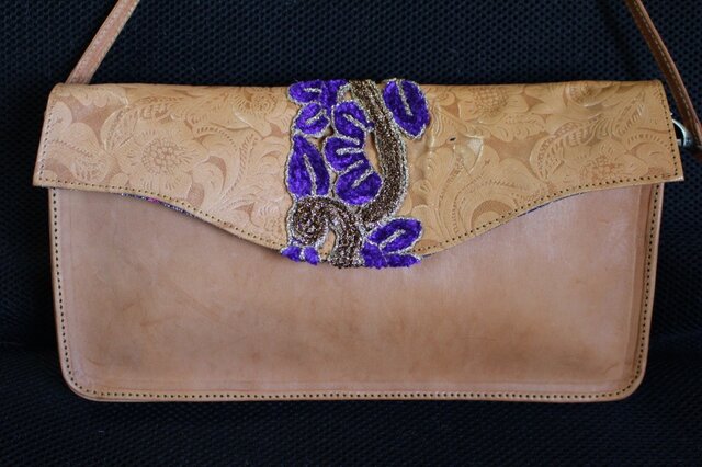 ヌメ革ショルダーバッグ クラッチバッグ アラスカレザー 本革 ハンドメイド手縫い ヌメ革ショルダーバッグ クラッチバッグ アラスカレザー 本革