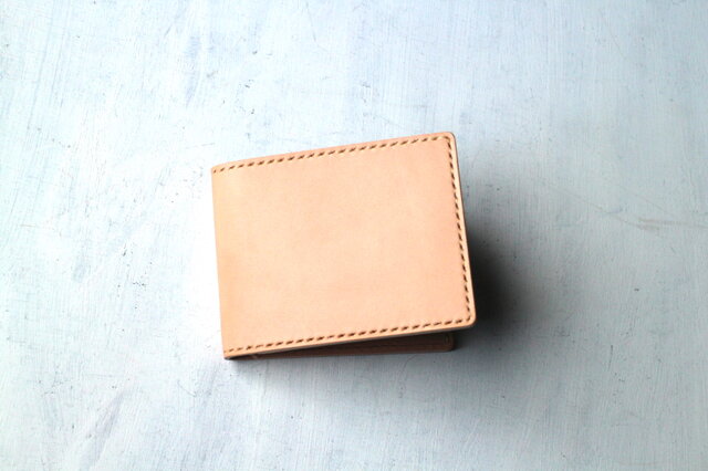 二つ折り財布　栃木サドルレザー　レザークラフトハンドメイド(ナチュラル色)6 受注生産品】二つ折り財布 ～栃木サドルレザー～ | iichi 日々の