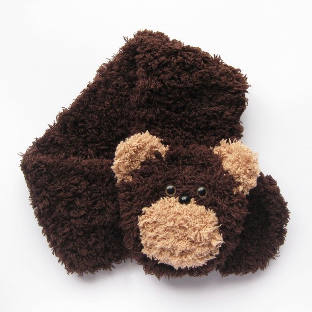 ニットマフラー くま ダークブラウン キッズサイズ