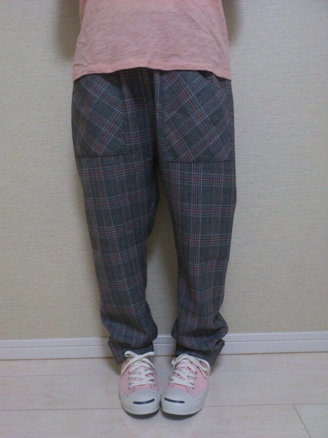 ウールのゆるパンツ72(グレンチェック赤ライン)062 | iichi 日々の