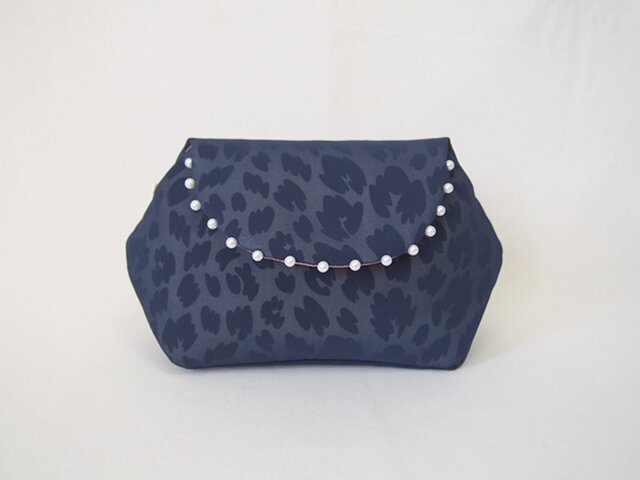 LEOPARD CLUTCH POUCH / navyの画像1枚目