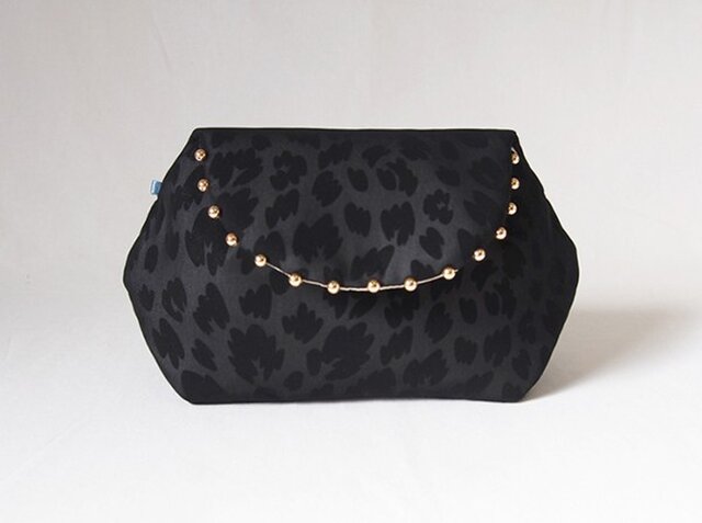 LEOPARD CLUTCH POUCH / black【 受注生産 】の画像1枚目