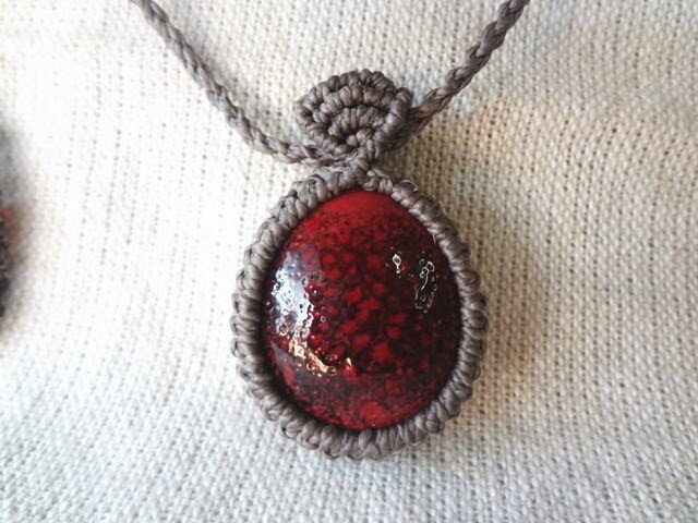 三池焼辰砂マクラメネックレス nl_007 | iichi 日々の暮らしを心地よく