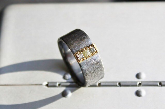 Raw Dia Cube Ring WideA 受注生産の画像1枚目